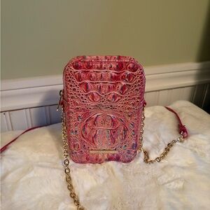 Brahmin Magenta Wonderland Cassia Pink Crocodile Embossed Crossbody Bag